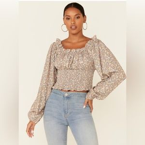 Long sleeve flowered top